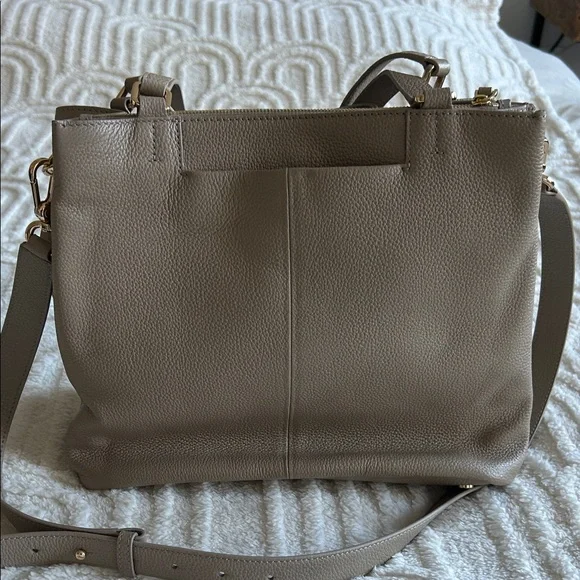 Quince Taupe Triple Compartment Leather Bucket Bag - Picture 3 of 9